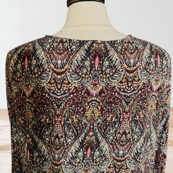 J. Jill Paisley Tunic Top Blouse Sz Large Cotton Modal Knit V Neck Long Sleeves - Picture 8 of 14